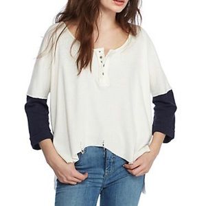 Free People We The Free Star Henley Top navy/white